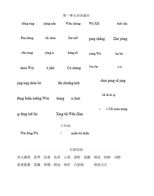 部编人教版语文4年级下册1-4单元看拼音写词语(田字格),复习必看!
