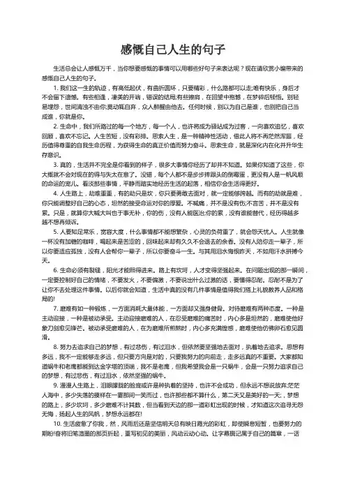 感慨自己人生的句子