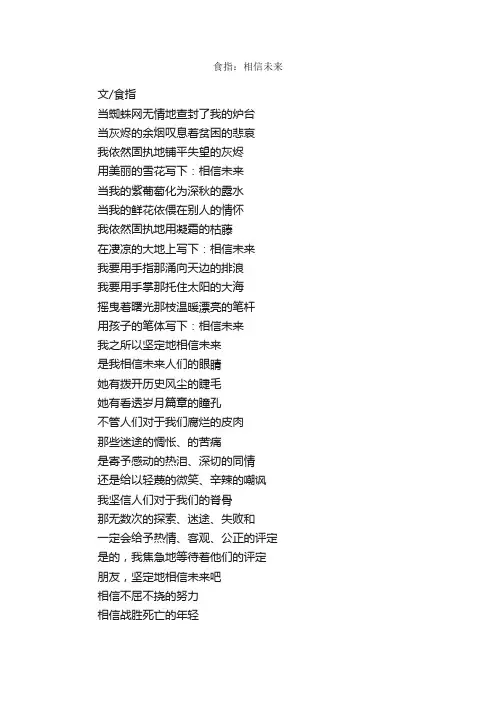 食指：相信未来_励志诗歌