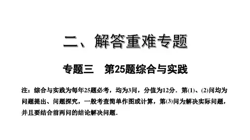 中考数学解答重难专题专题三  第25题综合与实践