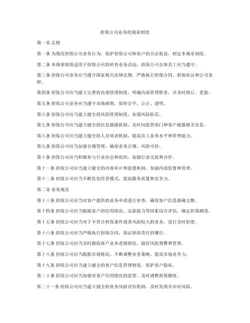 担保公司业务的规章制度