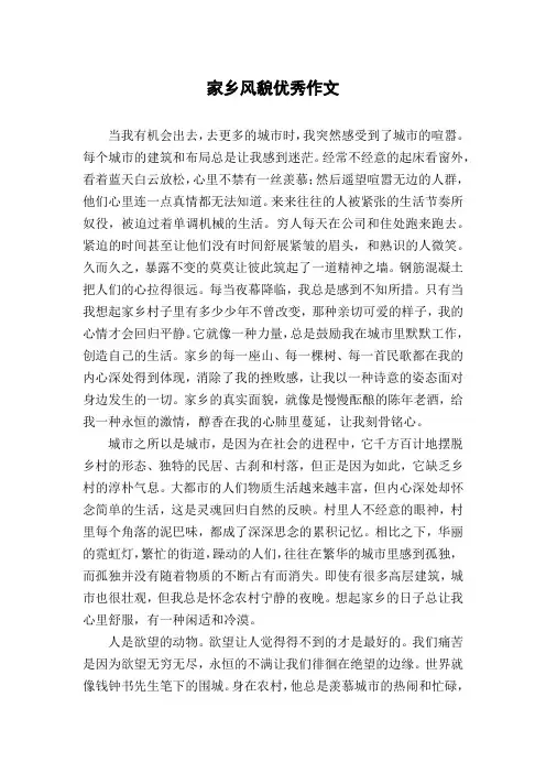 家乡风貌优秀作文
