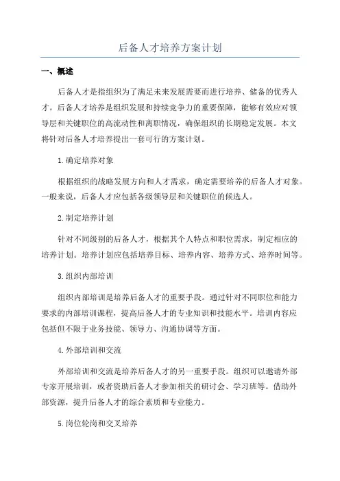 后备人才培养方案计划