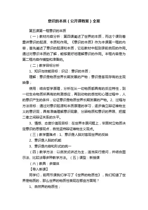 意识的本质（公开课教案）全案
