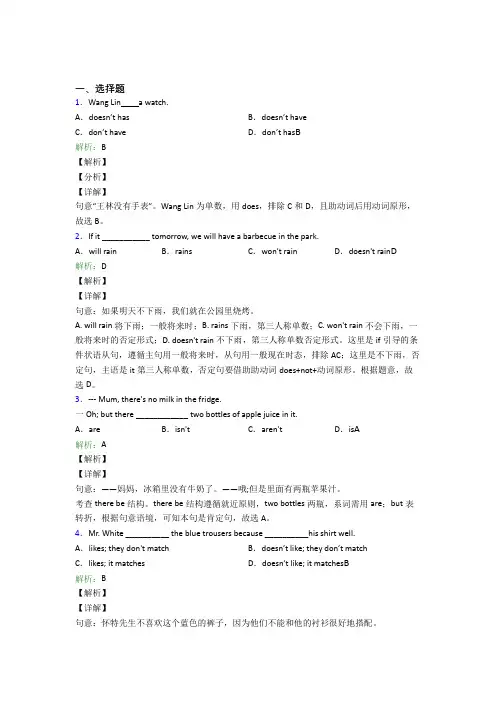 初一下英语常用语法知识——名词经典测试卷(含答案)