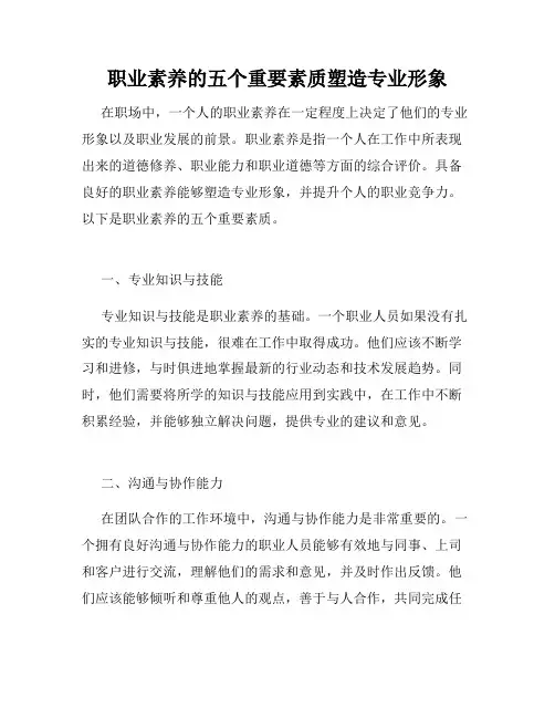 职业素养的五个重要素质塑造专业形象