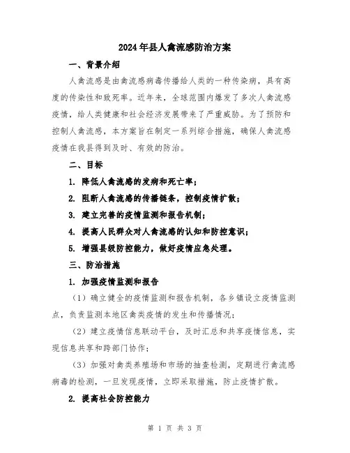 2024年县人禽流感防治方案