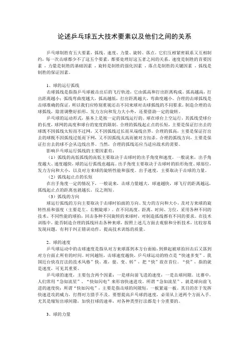 大学体育 论述乒乓球五大技术要素以及他们之间的关系