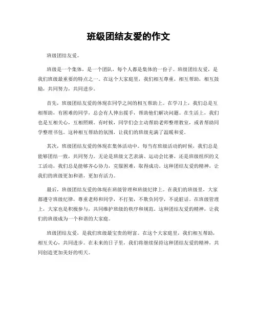 班级团结友爱的作文