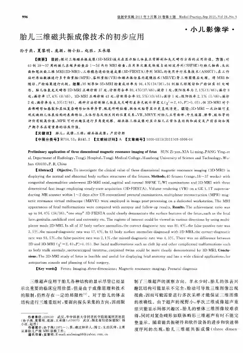 胎儿三维磁共振成像技术的初步应用