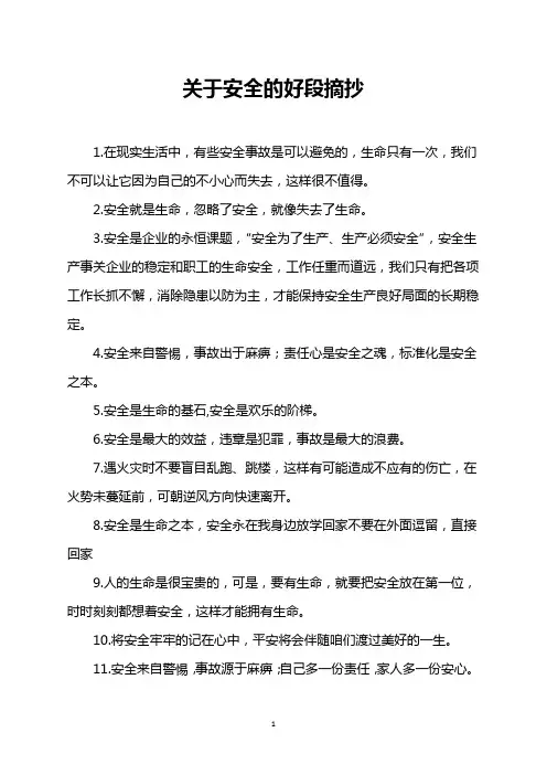 关于安全的好段摘抄