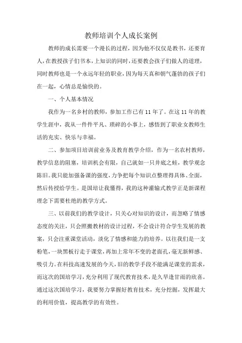 教师培训个人成长案例