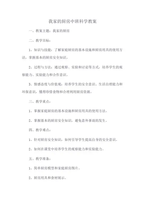 我家的厨房中班科学教案