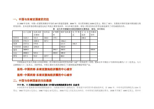 中国与东南亚国家交往的数据