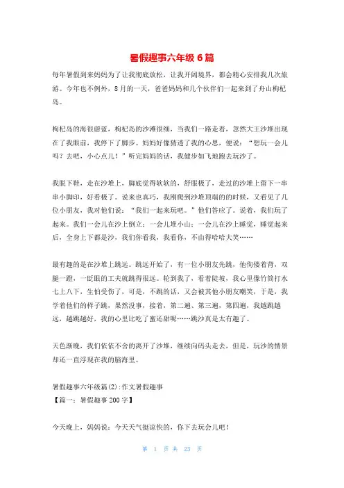 暑假趣事六年级6篇