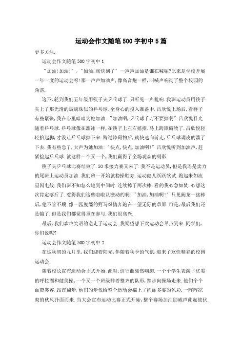 运动会作文随笔500字初中5篇