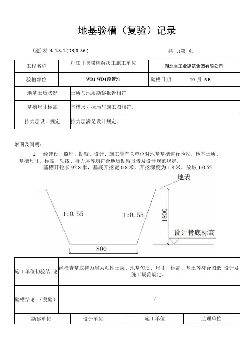 地基验槽记录表范本样本