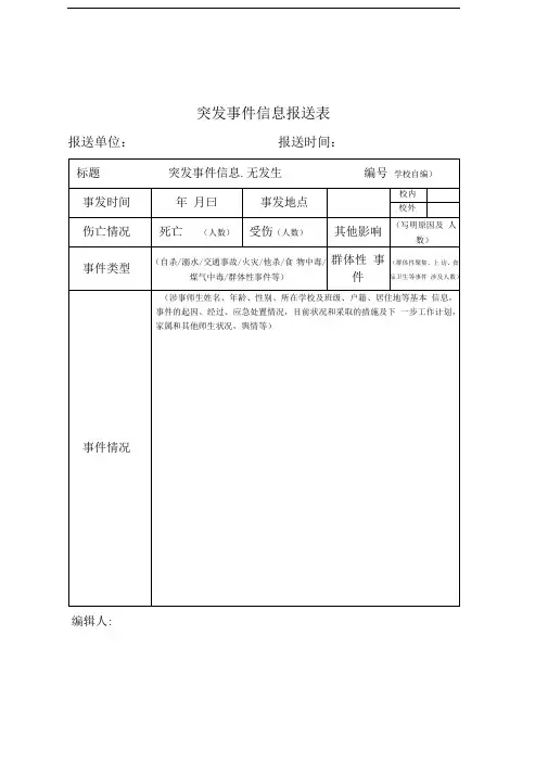 突发事件信息报送表