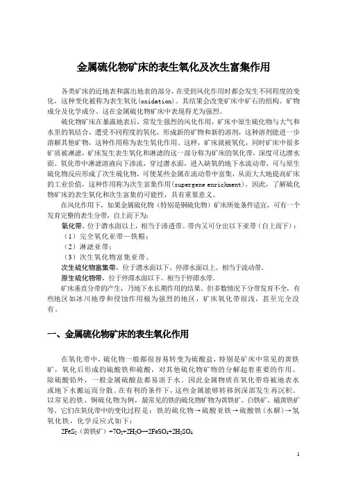 金属硫化物矿床的表生氧化及次生富集作用