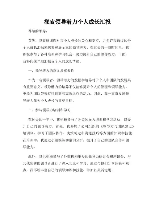 探索领导潜力个人成长汇报