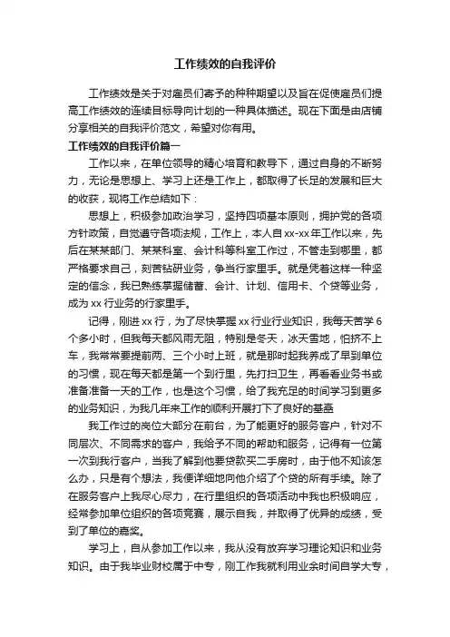 工作绩效的自我评价