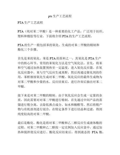 pta 生产工艺流程