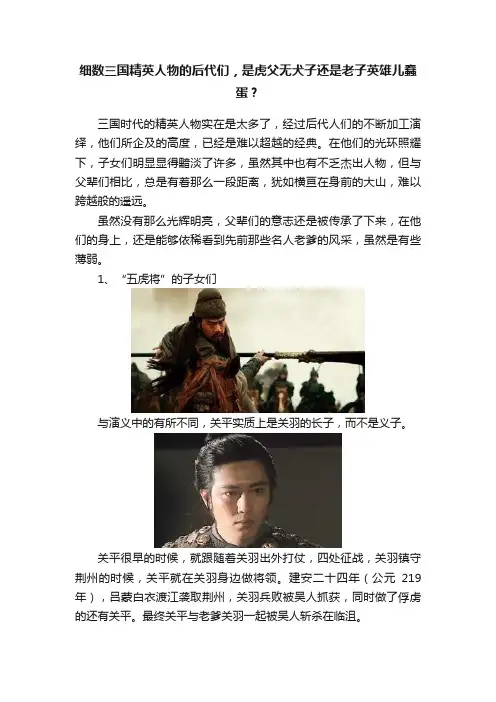 细数三国精英人物的后代们，是虎父无犬子还是老子英雄儿蠢蛋？