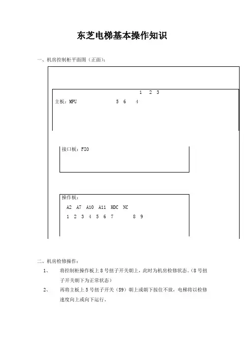 东芝电梯基本操作知识