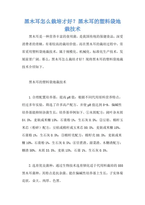 黑木耳怎么栽培才好？黑木耳的塑料袋地栽技术