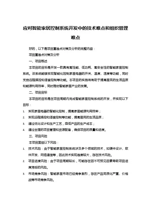 项目重难点对策及分析