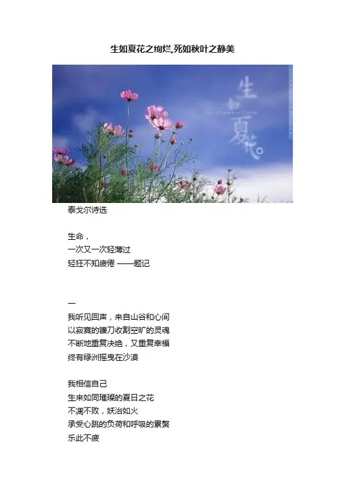 生如夏花之绚烂,死如秋叶之静美