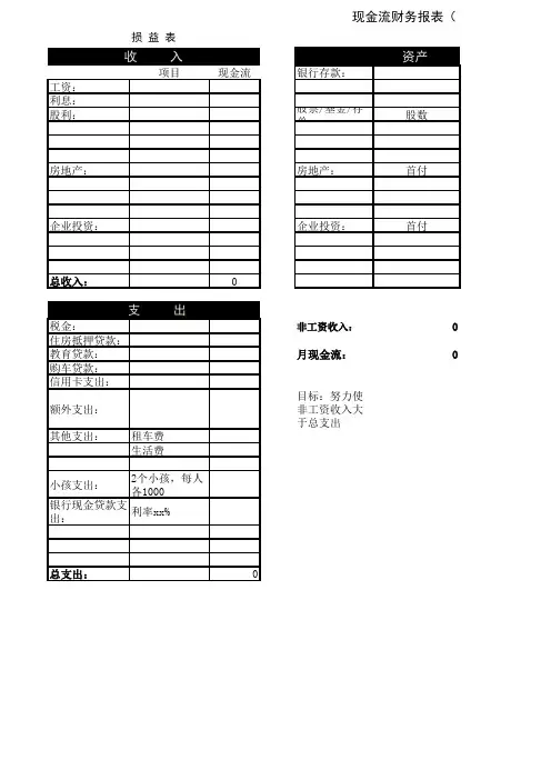 富爸爸现金流资产负债表(改进版)更适用于个人财务记录和分析