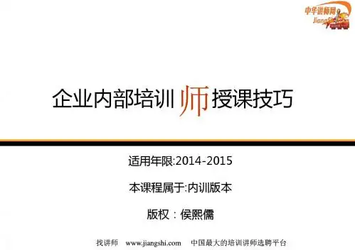 TTT-企业内部讲师授课技巧(侯熙儒)精品资料