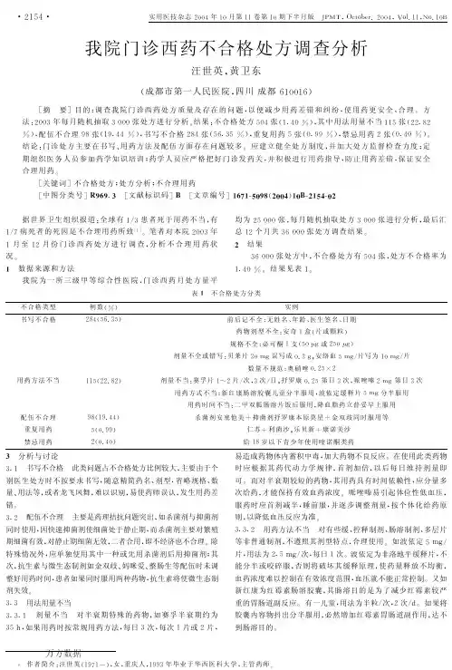 我院门诊西药不合格处方调查分析