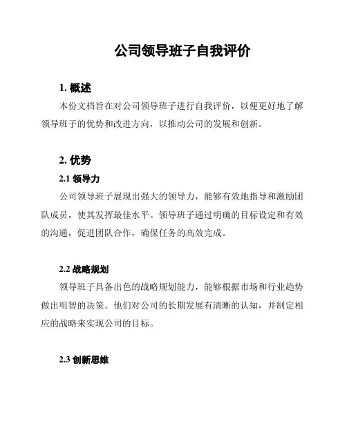 公司领导班子自我评价