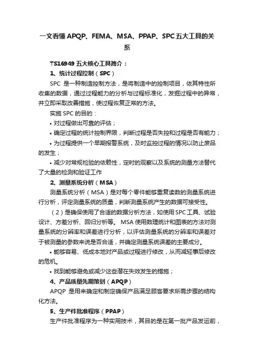 一文看懂APQP、FEMA、MSA、PPAP、SPC五大工具的关系