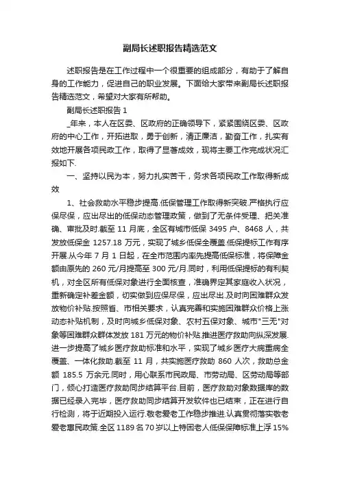 副局长述职报告精选范文