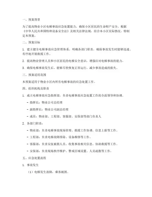 物业小区电梯应急演练预案
