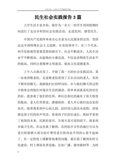 民生社会实践报告3篇