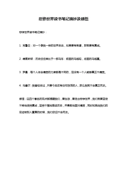 悲惨世界读书笔记摘抄及感悟