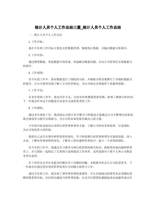 统计人员个人工作总结三篇_统计人员个人工作总结
