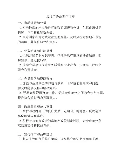 房地产协会工作计划