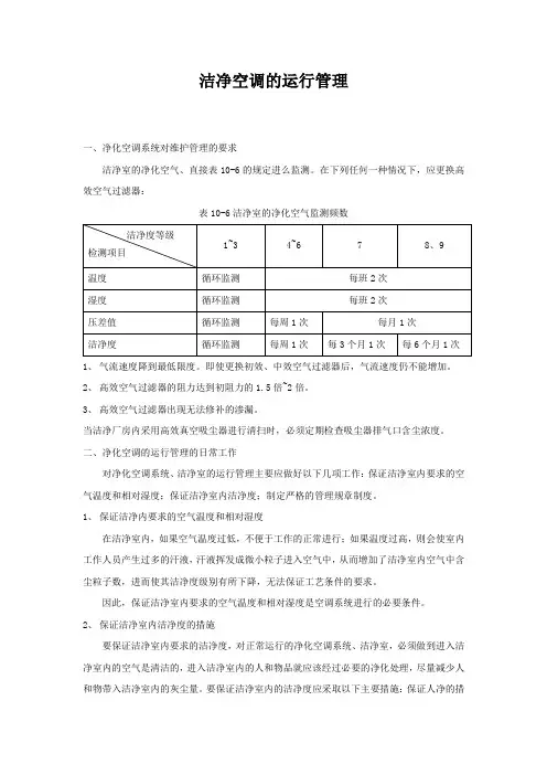 洁净空调的运行管理