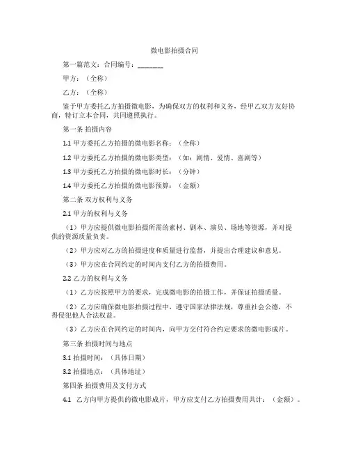 微电影拍摄合同