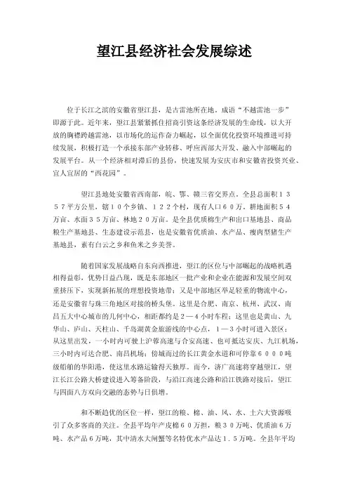 望江县经济社会发展综述