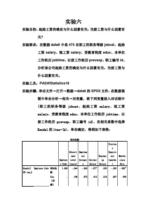 spss实验报告