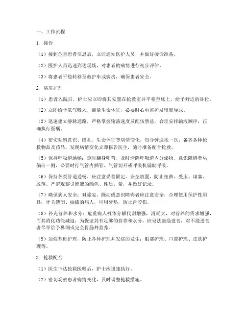 危重患者工作流程及应急预案模板