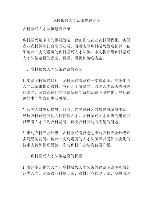 乡村振兴人才队伍建设介绍