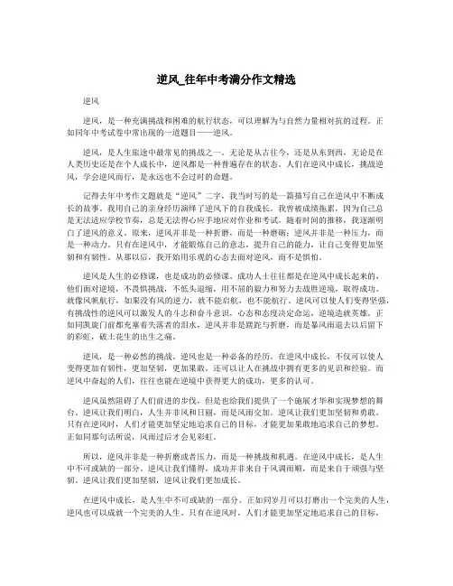 逆风_往年中考满分作文精选