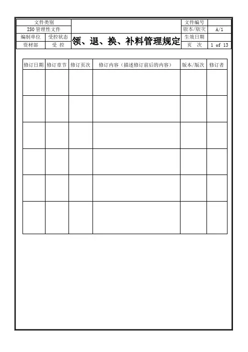 领、退、换、补料管理规定